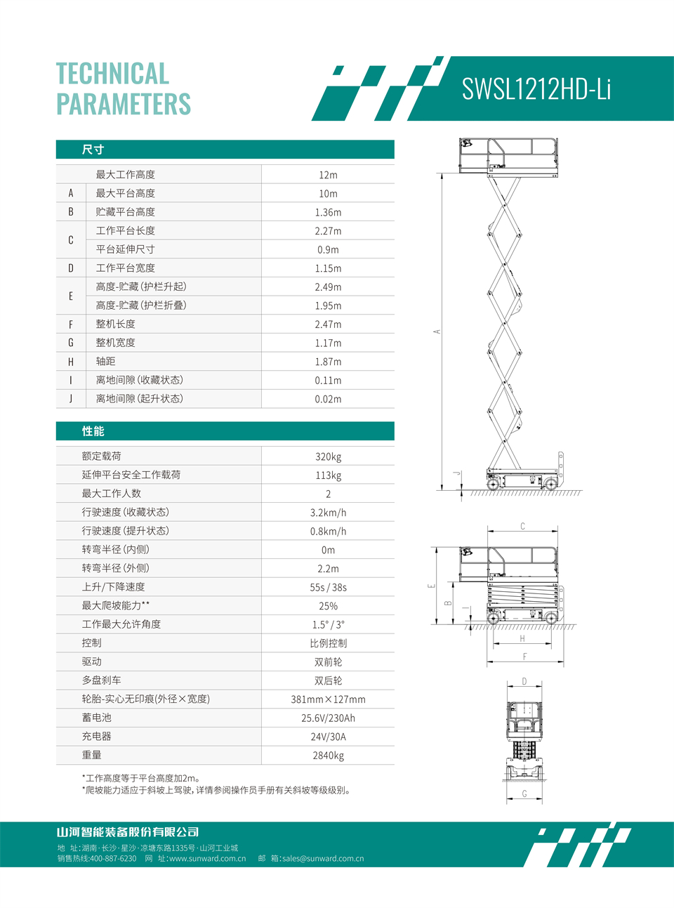 SWSL1212HD Li 電動電驅剪叉式高空作業(yè)平臺