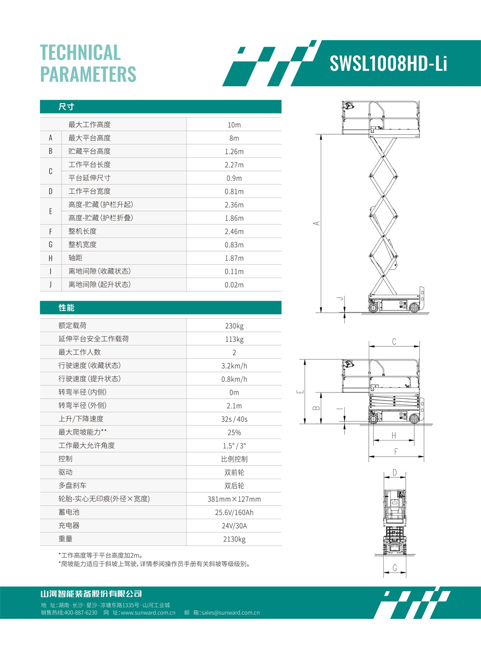 SWSL1008HD Li 電動電驅剪叉式高空作業(yè)平臺